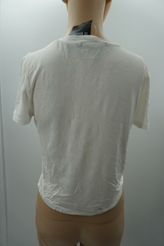 NWT Forever 21 Cream Knit Stretch T-Shirt Tank Top Short Slev Causal Crop Size S - Picture 4 of 6