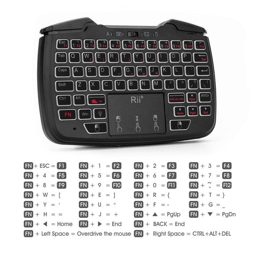 Rii RK707 2.4GHz Game Controller 62-Key Rechargeable Keyboard Mouse Combo Turbo - Picture 6 of 8