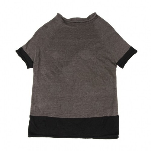 Y's Linen Bicolor Geometric Jacquard Short Sleeve Knit Size 2(K-136437) - Picture 2 of 12