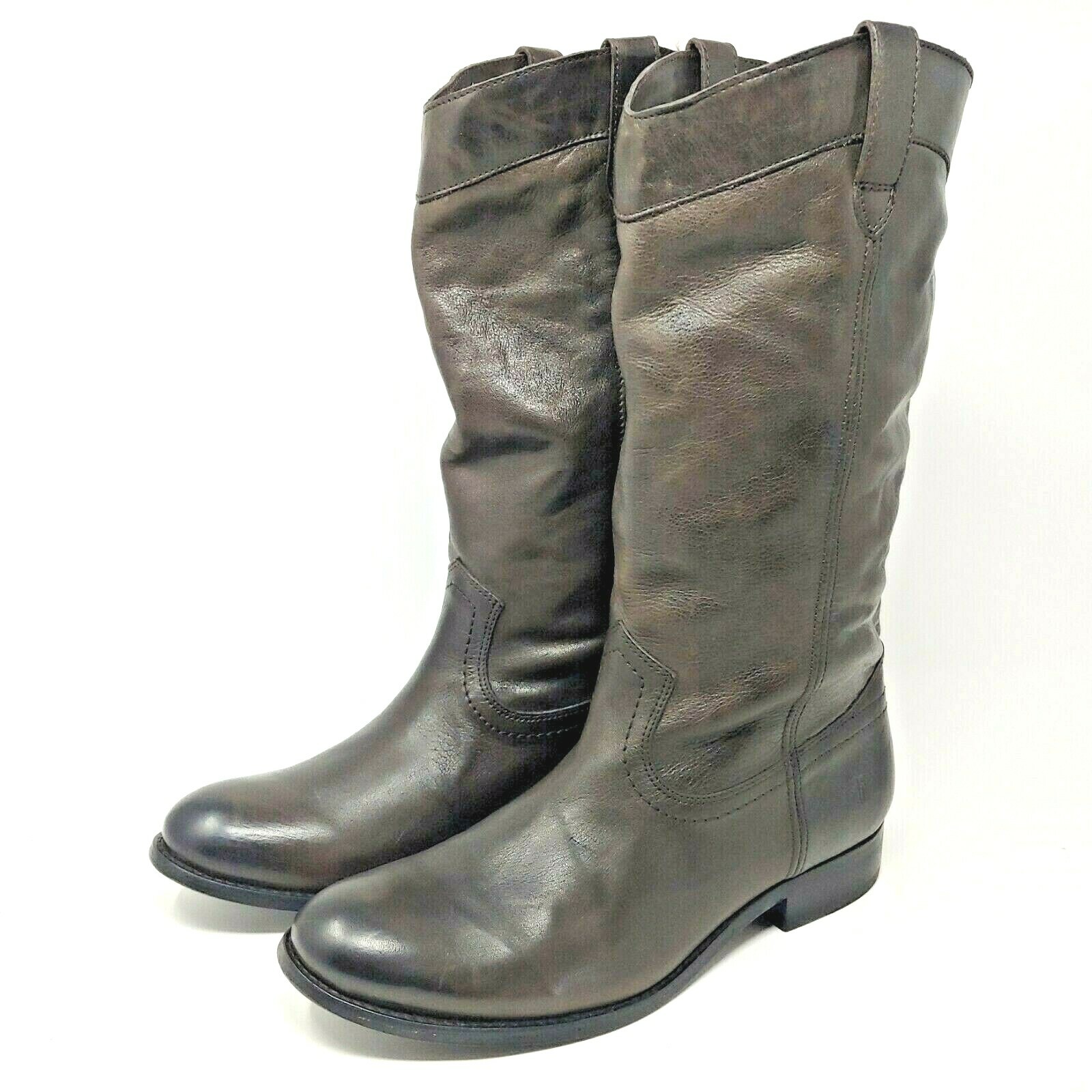 Frye Womens Melissa Pull On Riding Boot Tall Leather Round Toe Smoke Grey Size 9 Frye Womens Melissa Pull On Riding Boot Tall Leather Round Toe Smoke Grey Size 9