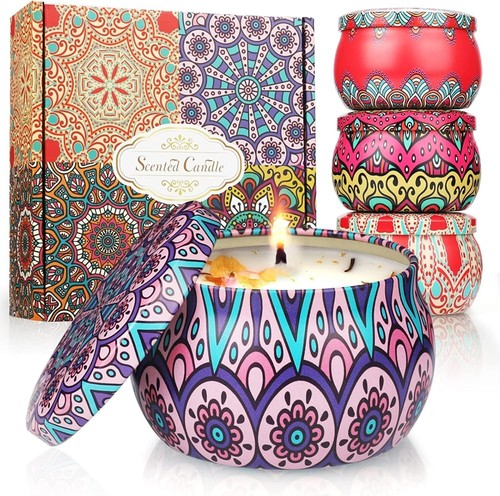 Scented Candles Gift Set 4pcs Aromatherapy Candle Pack 4.4 oz Soy Wax Gifts - Picture 2 of 9