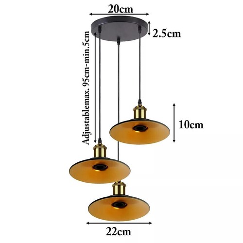 Industrial Ceiling Light Vintage Retro 3 Light E27 Pendant Light Pendant Lamp - Picture 9 of 11