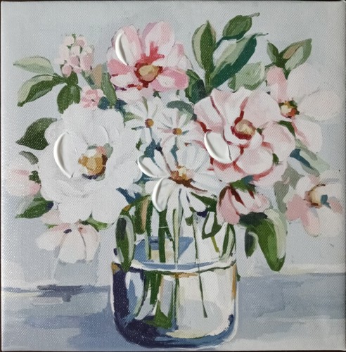 Wall Art Unframed Canvas 8" x 8" Special Moments BOUQUET OF FLOWERS Pastels - Picture 1 of 3