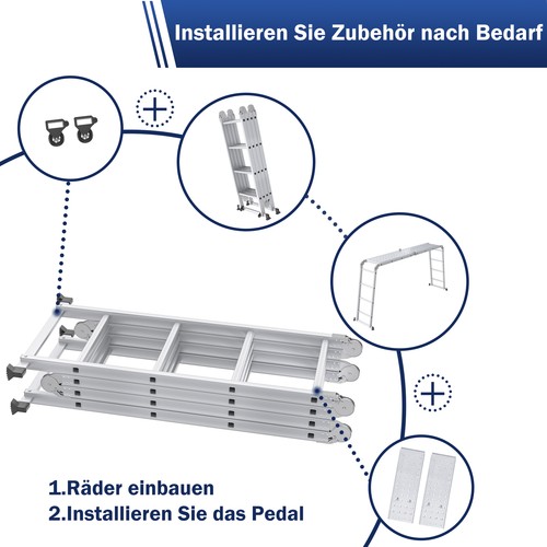 4x3/4x4/4x5 Mehrzweckleiter 6 in 1 Anlegeleiter Klappleiter Stehleiter bis 150kg - Bild 11 von 16