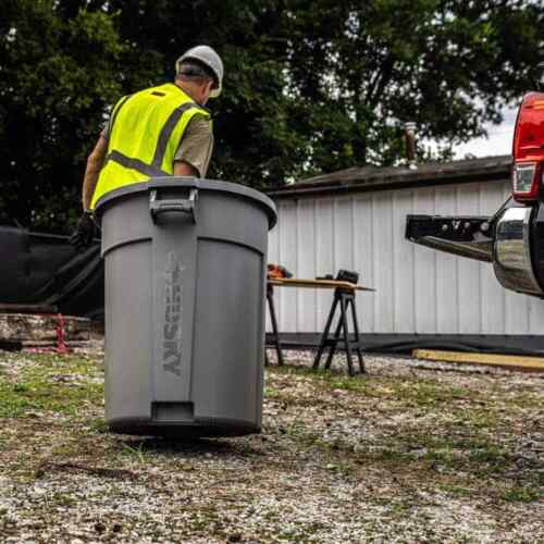 55 Gal. Grey Outdoor Vented Trash Can with Domed Lid, Rounded Handles, and Reinf - Picture 7 of 12