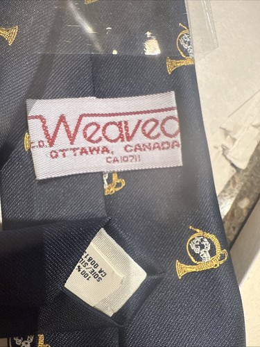 NIB Blue Silk Horn VINTAGE CANADA WEAVEALL DESIGNER NECKTIE TIE - Picture 2 of 3