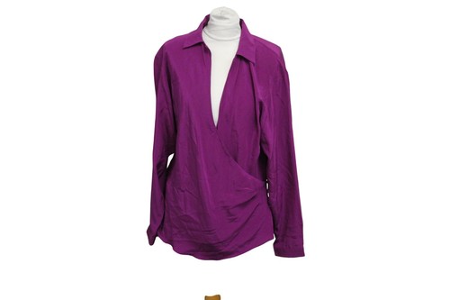 Ladies Ralph Lauren Long Sleeved Shirt Purple 100% Silk Size 12 - Picture 3 of 9