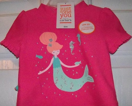 Baby Girl Carters Just One You 2 Pc Mermaids Theme UPF 50+Swim Wear 6 Mo NEW wT - Picture 3 of 7