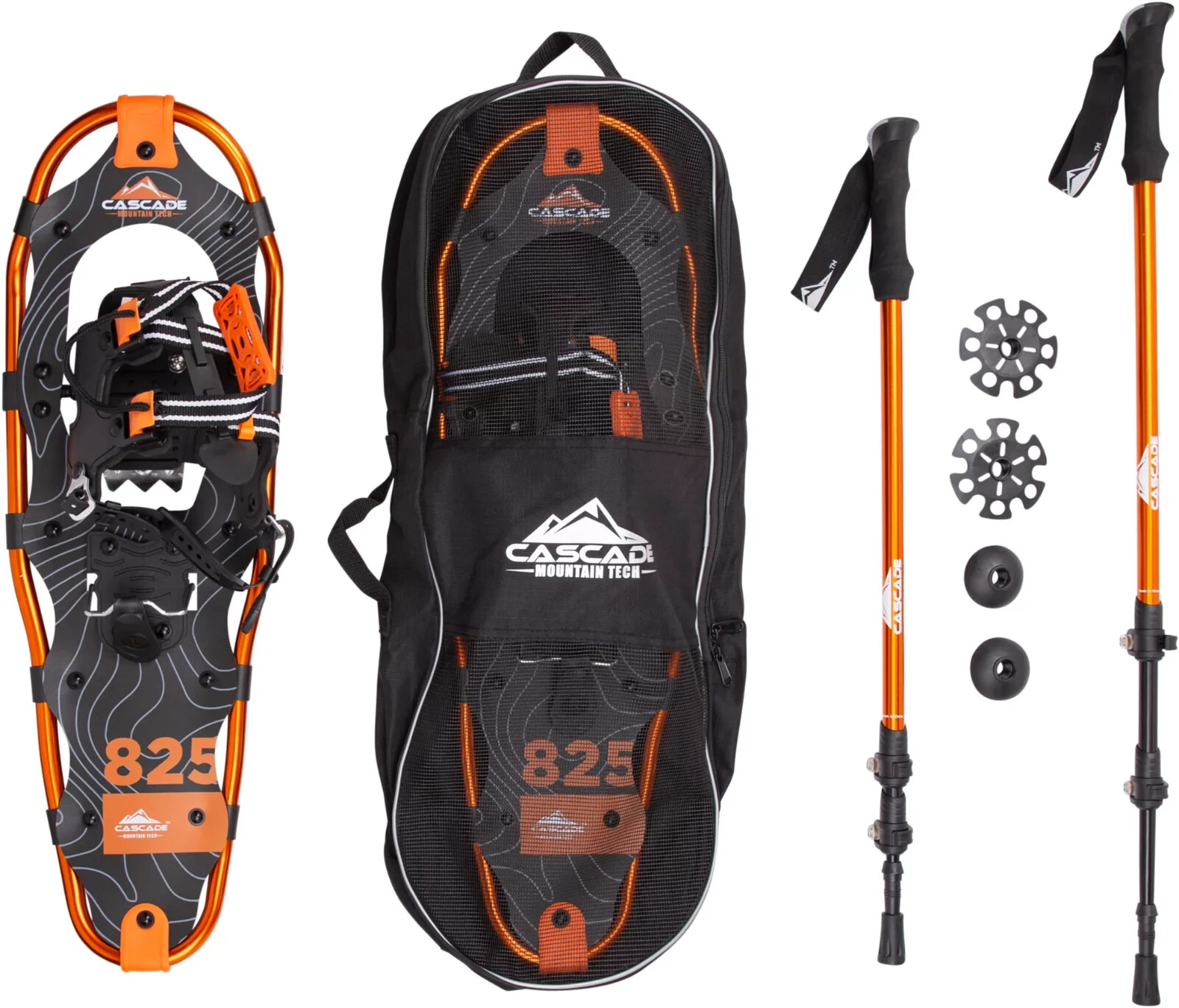 Cascade Mountain Tech MED Orange Alptrek 825 Snowshoe Kit To 200 LBS eBay