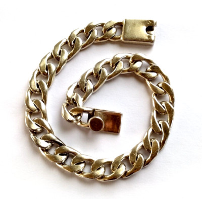 ! Schönes schönes Vintage 925 Sterling 14K Panzerarmband 7,75 Zoll