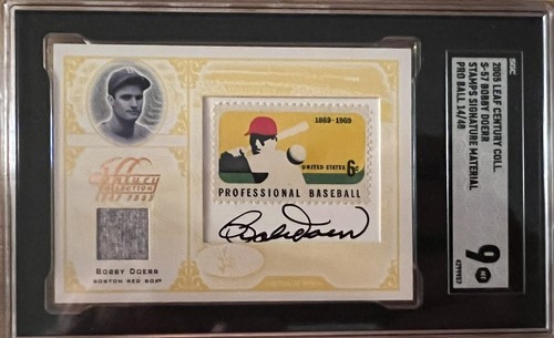 2005 Leaf Century Bobby Doerr Stamps Auto Pro Ball #57 SGC 9 With 10 Auto HOF