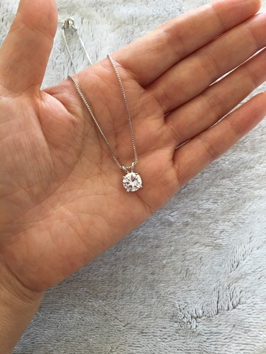 Collana 2 carati placcato platino argento solitario zirconi pendente N18 - Foto 6 di 6