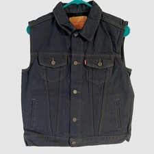 Levi Strauss  Co. Sleeveless Navy Blue Denim Jean Vest Red Tab Youth Size XL