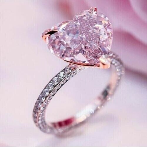 3.10 Ct Heart Simulated Sapphire Engagement Solitaire Ring 14k White Gold Plated - Picture 1 of 2