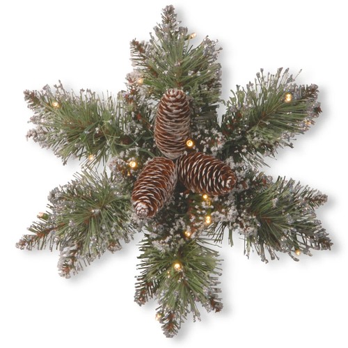 National Tree Company 14 in. Pre-Lit Glittery Bristle Pine Snowflake ,NWT(CB10) - Picture 3 of 3