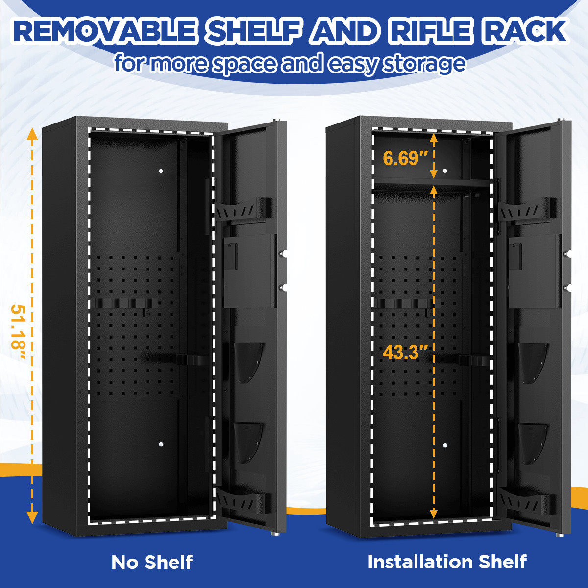 BESAFETY 12-15 Gun Cabinet, Quick Access Long Gun Safe for Home Rifles & Pistols