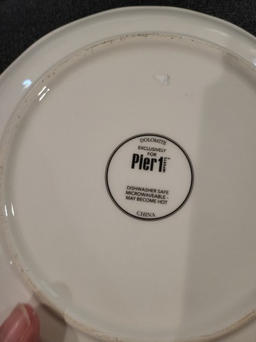 Pier 1 Pups In Purses Green Striped & Flower & Yellow Floral Dolomite Plate - Picture 7 of 11