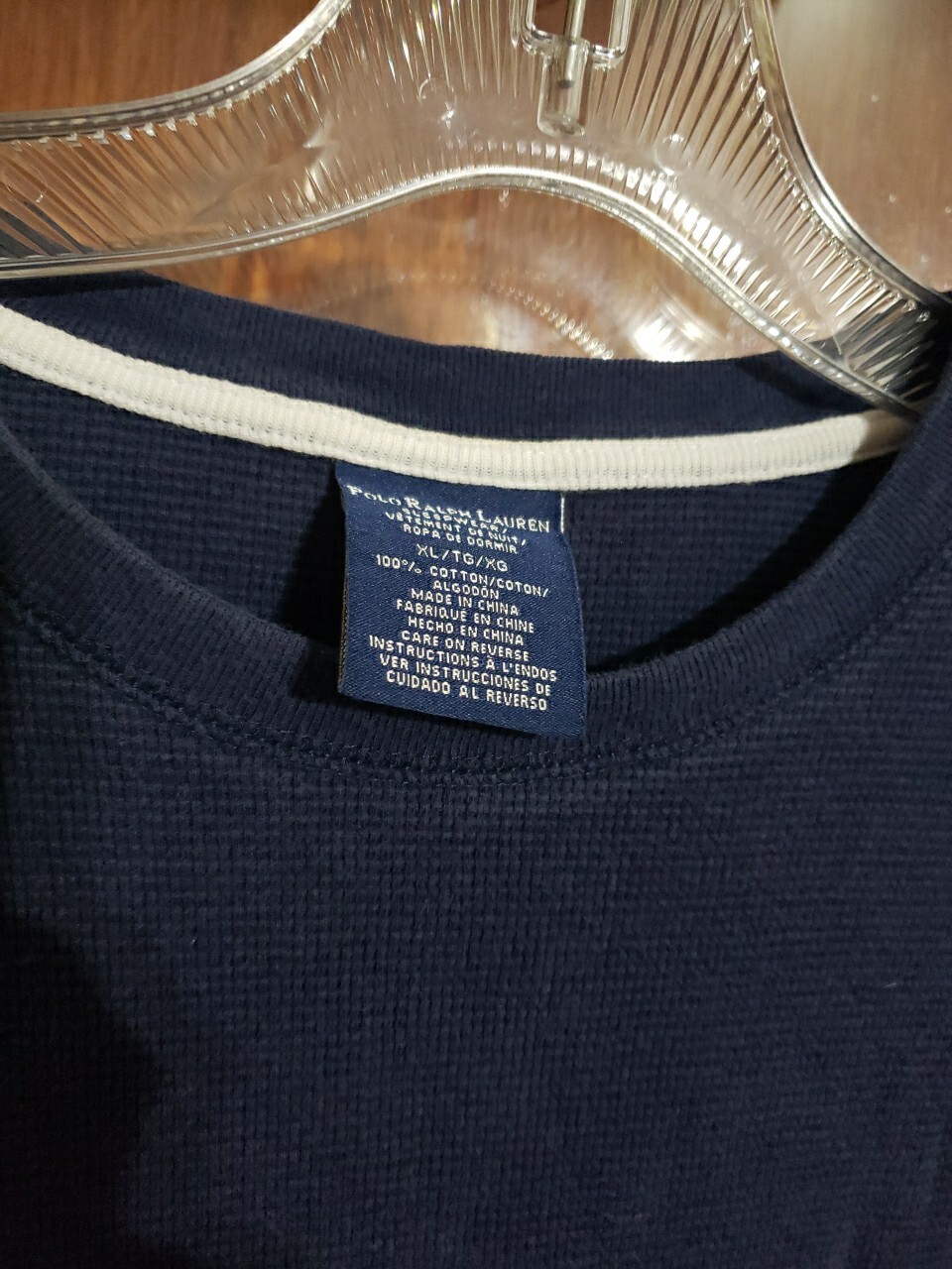 Polo Ralph Lauren camicia uomo XL blu navy waffle maglia pigiama termico pony