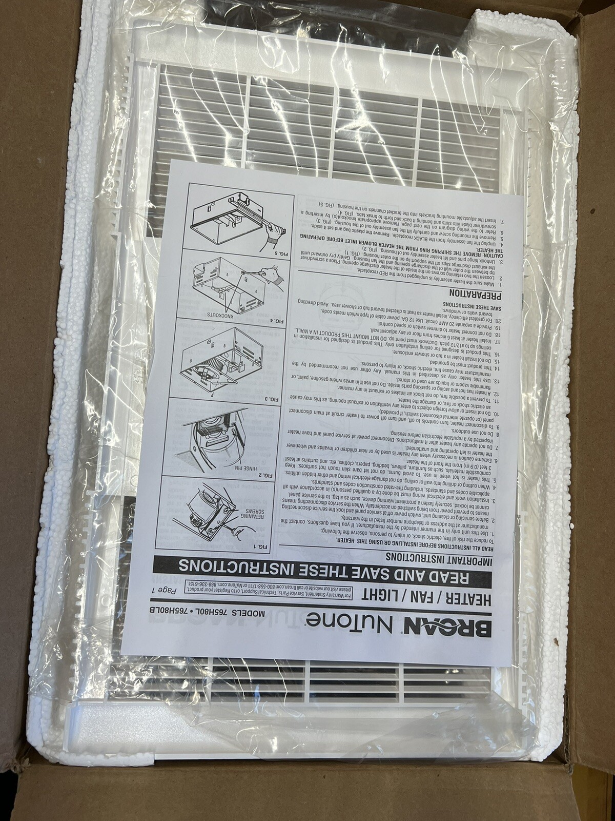NuTone 765H80L 80 CFM Ceiling Bathroom Exhaust Fan with Light and 1300W