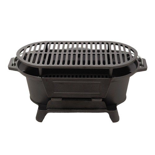 Portable Camping Barrel BBQ Cast Iron Charcoal Barbecue Garden Stove With Grate - Picture 14 of 18