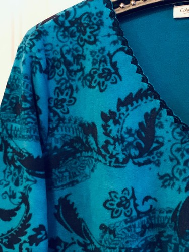 NEW Coldwater Creek Sz L Women's Fleece Top Pullover Teal/Navy Long Sleeve - Picture 3 of 10