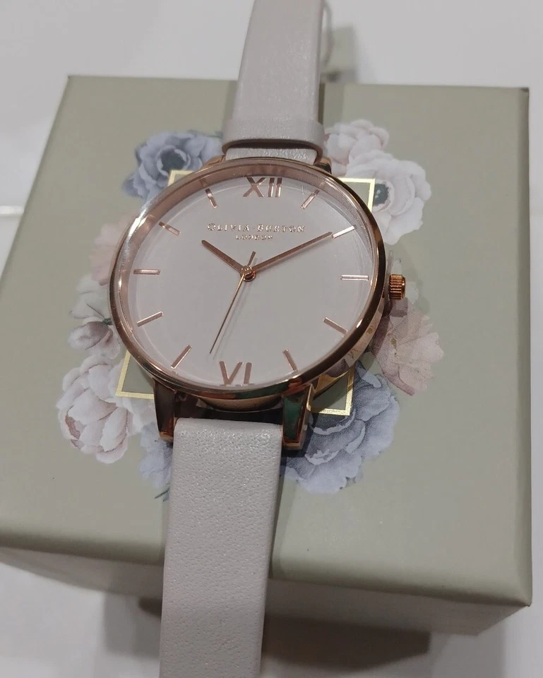Reloj Olivia Burton esfera grande para mujer cuero rubor OB16BD95 38 mm Foto 2 de 4