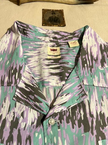 Levis Hawaiian Camp Shirt 2XL New BNWOT Spread Open Cuban 50s Collar Relaxed 54" - Picture 11 of 15