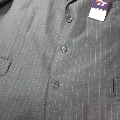 Stafford Super Suit Blazer Mens 52 Black Pin Stripe Business Office Work Jacket - Picture 3 of 22
