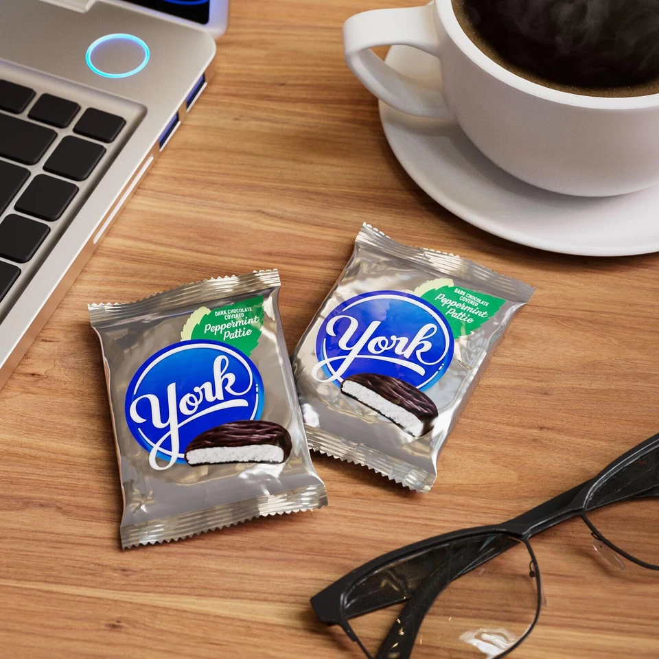 York hamburguesas de menta de chocolate oscuro, paquetes de dulces de Navidad, 1,4 oz (36 unidades) Foto 4 de 4
