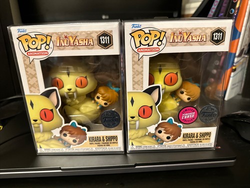 Funko Inuyasha Kirara & Shippo Flocked #1311 Exclusive Chase Bundle + Protector