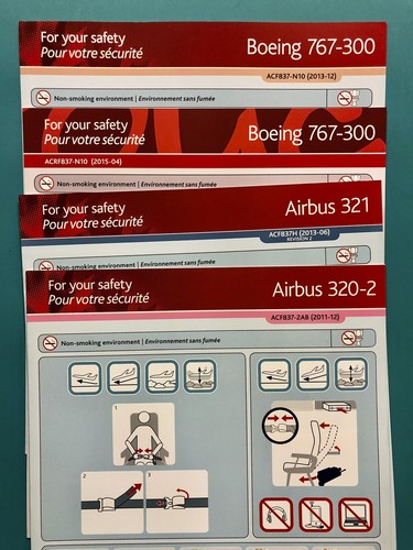 12 AIR CANADA AND ROUGE SAFETY CARDS SET--319-787 - Picture 3 of 4