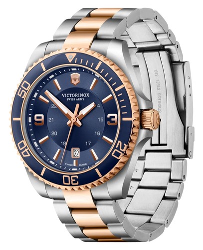 Victorinox Swiss Army Maverick Grande Bicolore Acciaio Blu Dial Orologio da Uomo - Foto 2 di 5