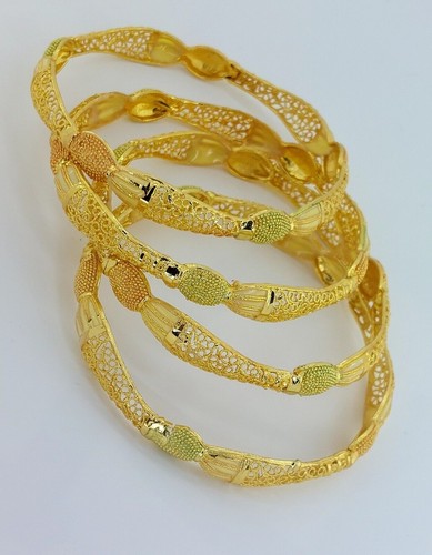 PREMIUM GELBVERGOLDET 22K 4 SET CHURI KARRA ARMREIFEN PAKISTANISCHER INDISCHER STIL. - Bild 3 von 4