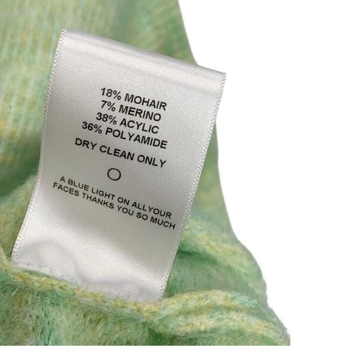 Eckhaus Latta Womens Mock Neck 3/4 Sleeve Short Mohair Sweater Green Size M/L - Picture 9 of 12
