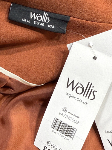 Wallis Blazer Size 12 Womens Suit Jacket Terracotta Bronze Midi NEW EU40 RRP £50 - Picture 3 of 16