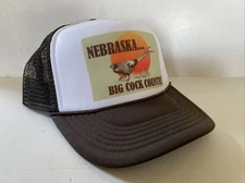 Vintage Nebraska Hat Big Cock Country Trucker Hat snapback Brown Funny Cap Hunt