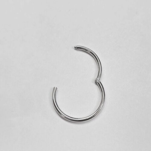 14K White Gold Septum Clicker Hoops Nose Ring, Lip Piercing Hinged Ring - Picture 8 of 8