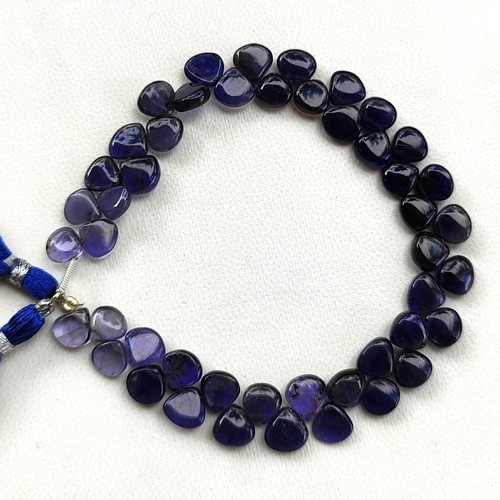 Natural Iolite Gemstone 8 mm Size Smooth Heart Shape Beads 8" Strand - Picture 6 of 7