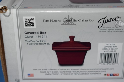 Fiesta Ware Covered Box Claret in Original Packaging NEW 1444 341 - Picture 3 of 4