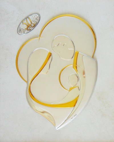50° ANNIVERSARIO DI MATRIMONIO NOZZE D'ORO QUADRO SACRA FAMIGLA ARGENTO cm61x51 - Picture 3 of 6
