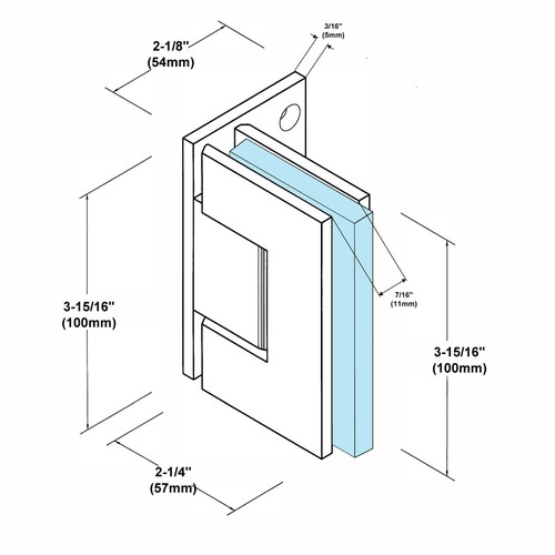 CV1E044, 90° Wall Mount Offset Back Plate Shower Door Hinge for 3/8", 1/2" glass - Imagen 16 de 50