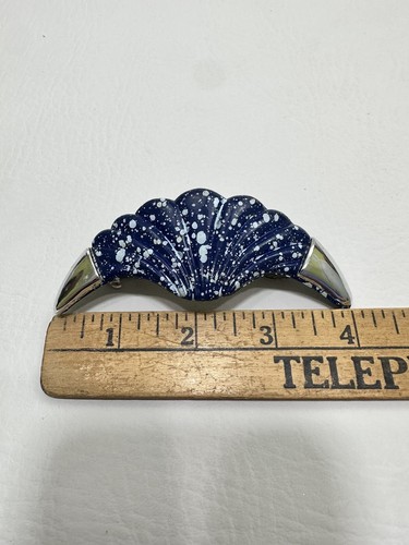 Clip de pasador de pelo de plástico con carcasa azul vintage años 80 90 accesorio cromado - Imagen 8 de 9