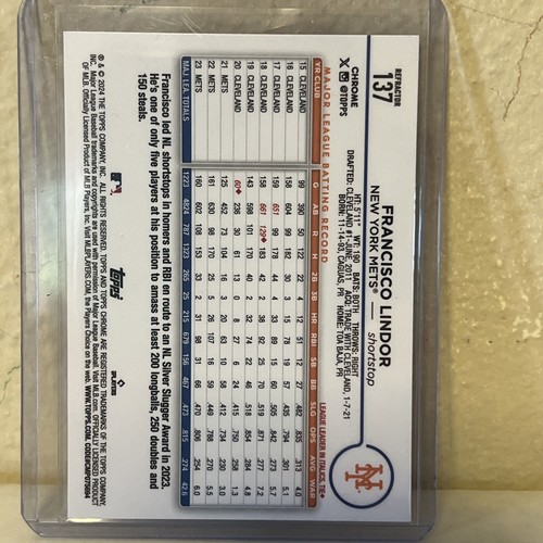 2024 Topps Chrome - #137 Francisco Lindor Refractor - Picture 2 of 2