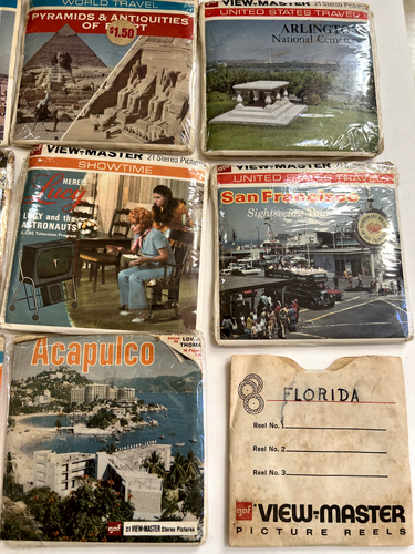 View Master Viewer + Reel Lot Disney Mickey Cinderella Travel Vintage 1950s-70s - Picture 10 of 14