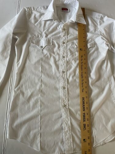 Vintage MILLER Mens M (15.14/33) Western White Pearl Snap Permanent Press Shirt - Picture 6 of 8