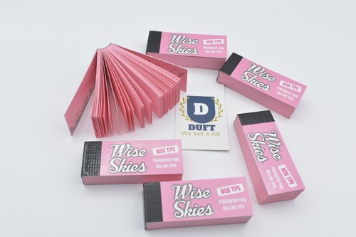 Wise Skies Pink Wide Perforated Rolling Filter Tips Roach Card Smoking Natural - Picture 4 of 8