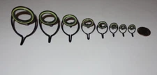 New Set of 8 Fuji Vintage BNHG Black Green Shock Ring Fishing Rod Guides (40-10)