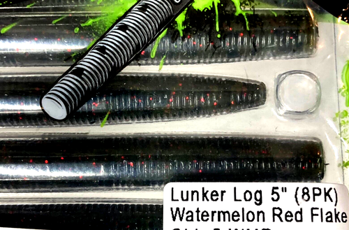 2 paquetes de cebos Googan de 5" Lunker tronco sandía escama roja paquete de 8 unidades GLL5WMR - Imagen 10 de 14
