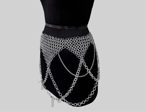 Chainmail Mini Skirt Swim Skirt Chainmaille Ornamental Belt Chainmail Belly Danc - Picture 3 of 5