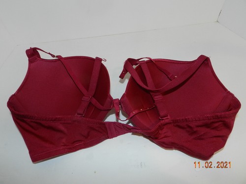 La Senza Beyond Sexy Classic Plunge 34D Burgundy strappy gold studs Bra  - Picture 2 of 3